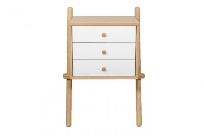 Table De Chevet Murale 3 Tiroirs ""wiru"" 70cm Ch&ecirc;ne & Blanc