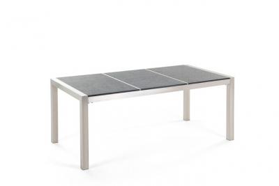 BELIANI Table De Salle &Agrave; Manger De Jardin Grosseto 180 Cm 90 Cm Flamm&eacute; Granit Gris Graphite 