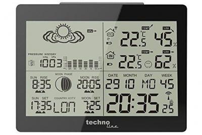 GARNI Technoline Ws 6760 Station M&eacute;t&eacute;o Avec Horloge Noir