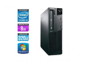 LENOVO Unit&eacute; centrale  ThinkCentre M81 SFF - Noir - Intel Core i3-2100 / 3.10 GHz - RAM 8 Go - HDD 320 Go - DVDRW - Gigabit Ethernet - Windows 7 Professionnel 