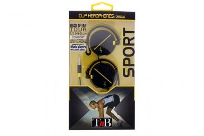 T NB SA Casque filaire jack 3,5mm T'nB collection SPORT - noir / jaune 1,2m 