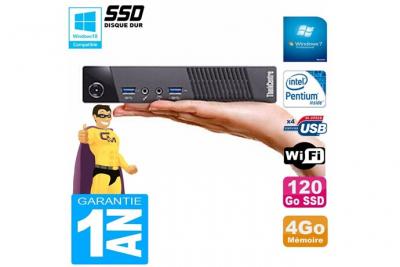 LENOVO Ultra mini pc  m73 usff tiny g3250t 4go disque 120go ssd wifi w7 