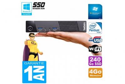 LENOVO Ultra mini pc  m73 usff tiny g3250t 4go disque 240go ssd wifi w7 