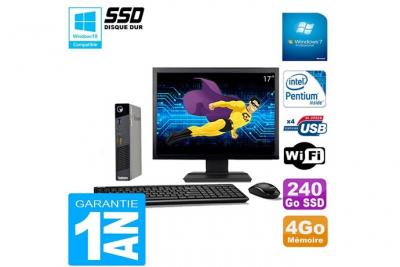 LENOVO Ultra mini pc  m73 usff tiny g3250t 4go disque 240go ssd wifi w7 ecran 17' 