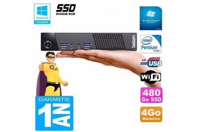 LENOVO Ultra mini pc  m73 usff tiny g3250t 4go disque 480go ssd wifi w7 