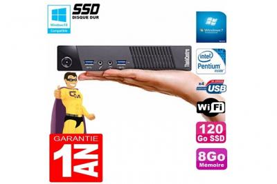 LENOVO  M73 USFF Tiny Pentium G3250T 2 GHz SSD 120 Go RAM 8 Go