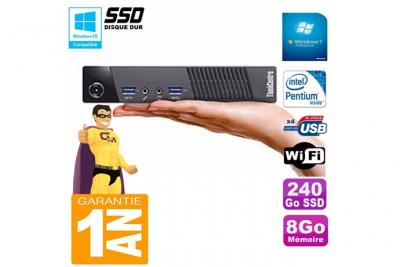 LENOVO Ultra mini pc  m73 usff tiny g3250t 8go disque 240go ssd wifi w7 