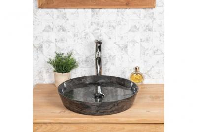 Vasque &agrave; poser en marbre pour salle de bain Malo 45 noir - Noir