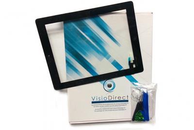 GENERIQUE Vitre &eacute;cran tactile pour iPad 3 ou iPad 4 noir tablettes bouton + adh&eacute;sif + outils