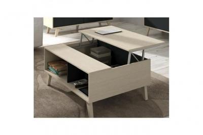 Zaiken table basse relevable scandinave d&eacute;cor chene et gris anthracite mat - l 100 x l 58 cm 0Z6633R 