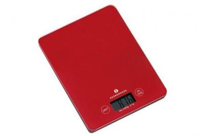 ZASSENHAUS  73218 Balance de Cuisine, Verre, Rouge, 9 x 12 x 16 cm