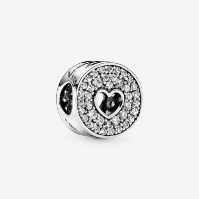 PANDORA Charm Anniversaire Pav&eacute; et C&acute;ur  Moments