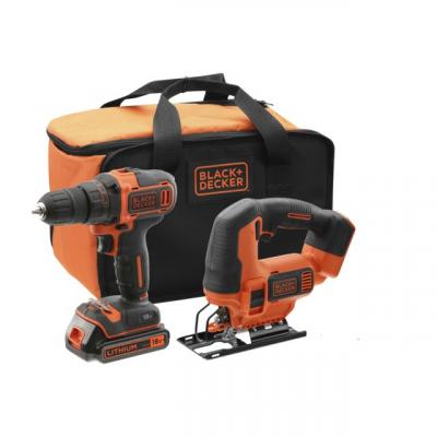BLACK & DECKER Pack Perceuse et Scie Sauteuse sans Fils BLACK AND DECKER 18V