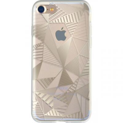 BIGBEN  Connected Coque semi-rigide Motif Triangles Dor&eacute;s pour iPhone7/8 Transparente