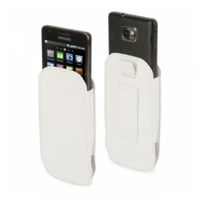 MUVIT  Etui Vertical Taille Xl Blanc Veine Passant Ceinture