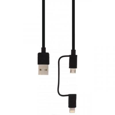 MOBILIZE MOB-21295 C&acirc;ble de donn&eacute;es et de charge 2 en 1 USB Adaptateur Micro-b M&acirc;le + Lightning - Adaptateur Usb A m&acirc;le 1,50 m, noir 