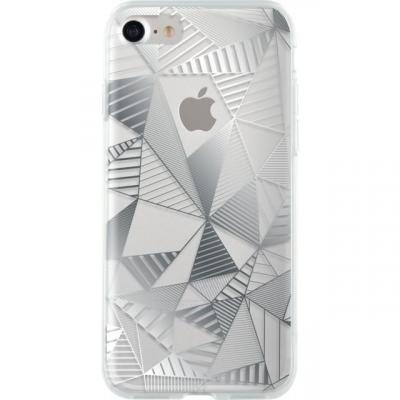 BIGBEN  Connected Coque semi-rigide Motif Triangles Argent&eacute;s pour iPhone7/8 Transparente