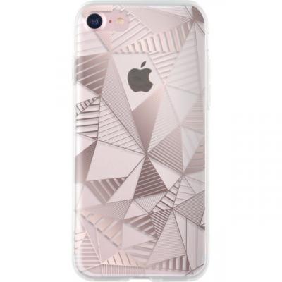 BIGBEN  Connected Coque semi-rigide Motif Triangles Roses Dor&eacute;s pour iPhone7/8 Transparente