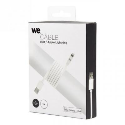 WE  - C&acirc;ble Lightning - Lightning m&acirc;le pour USB m&acirc;le - 1 m - blanc - plat