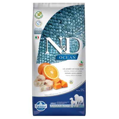 N&D OCEAN N&D Ocean Dog Codfish, Pumpkin and Orange Adult Medium & Maxi 12KG