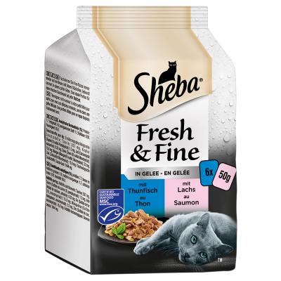 SHEBA  D&eacute;lices du jour / Fresh & Fine 6 x 50&nbsp;g - Saumon et thon en gel&eacute;e