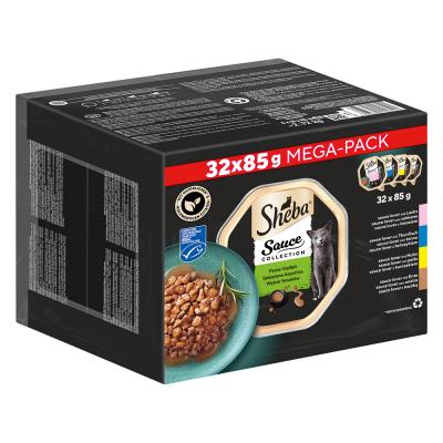 SHEBA Lot mixte  32 x 85 g - Sauce Lover (saumon, thon, poulet, canard)