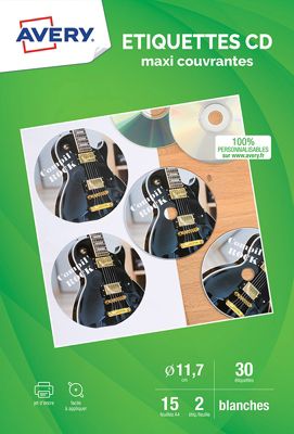 AVERY DENNISON Avery - A4 (210 x 297 mm) 12 unit&eacute;s (6 feuille(s) x 2 &eacute;tiquettes pour CD/DVD