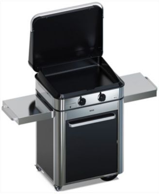ENO Plancha &agrave; gaz sur chariot Combo SIGN 65 Inox et noir - 
