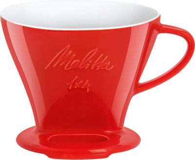 MELITTA  Porte Filtre à Café en Porcelaine, Pour Over, Rouge, 1x4