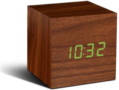  Radio r&eacute;veil GINGKO Cube Click Clock - LED Noyer / Vert 
