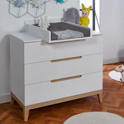 Commode 3 tiroirs Blanc et H&ecirc;tre