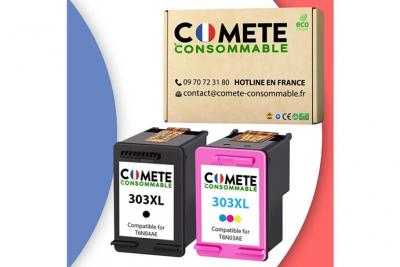 COMETE CONSOMMABLE COMETE - 303 XL - 2 Cartouche d'encre compatibles pour HP 303 XL - Marque fran&ccedil;aise 
