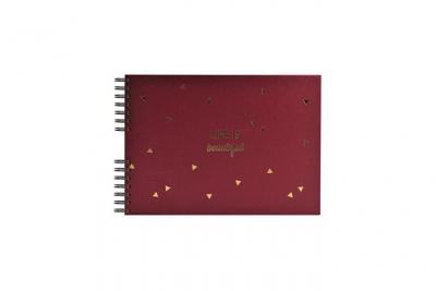 AC DECO Album Photos &Agrave; Spirales 50 Pages Noires 32x22cm Life Rouge