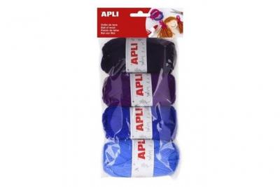 APLI  pelotes de laine ton bleu - 4 unit&eacute;s 014092