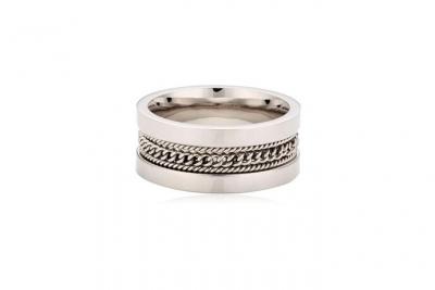 SECTOR -bague homme-acier inoxydable-cristal-argent-sZT05023 crossroad 