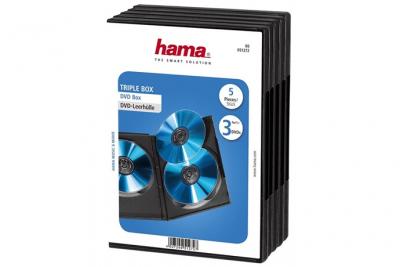 HAMA DVD Triple Box - Bo&icirc;tier pour DVD - capacit&eacute; : 3 DVD - noir (pack de 5)