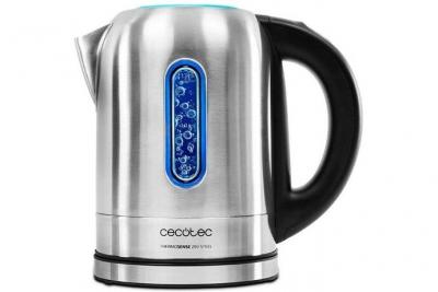 CECOTEC Bouilloire &eacute;lectrique de 1,7l en acier inoxydable avec r&eacute;glage de la temp&eacute;rature 2200w gris noir