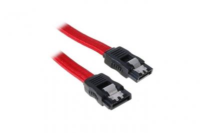 C&acirc;ble SATA III - Metal Grip - 030 cm - Gaine Rouge/Connecteur Noir