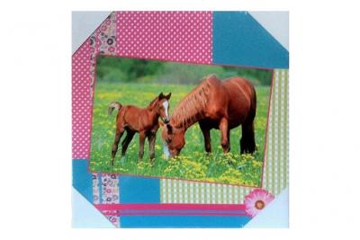 L UNIVERS DU CHEVAL STC - Cadre en toile cheval - En Toile et bois - 28 x 28 cm