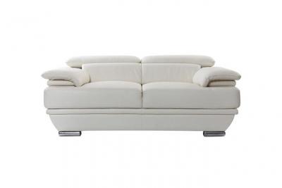 MILIBOO Canap&eacute; cuir design deux places avec t&ecirc;ti&egrave;res ajustables blanc EWING -cuir de buffle