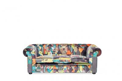 BELIANI Canap&eacute; 3 places chesterfield tissu vert clair 51170 