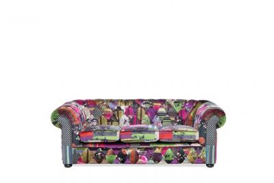 BELIANI Canap&eacute; 3 places chesterfield tissu violet 51178 