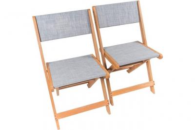 HABITAT ET JARDIN Chaise pliante en bois exotique ""Seoul"" - Maple - Gris - Lot de 2