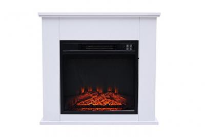 PURLINE Chemin&eacute;e &eacute;lectrique au sol avec cadre en MDF blanc