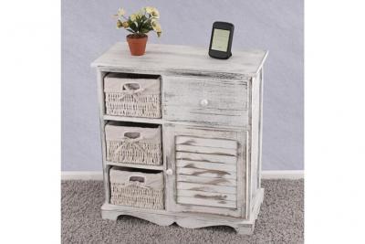 Mendler Commode 3 paniers/1 tiroir Shabby