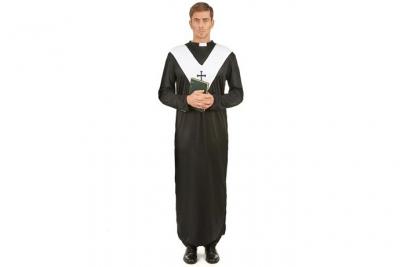 TOTALCADEAU Costume noir et blanc de pr&ecirc;tre d&eacute;guisement homme d'&eacute;glise Taille unique 