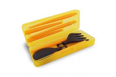 TOTALCADEAU Couverts pique-nique baguettes cuill&egrave;re et fourchette bleu