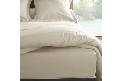 VENT DU SUD Drap Housse Ivoire En Percale De Coton 80 Fils 160 X 200 X 35 Cm