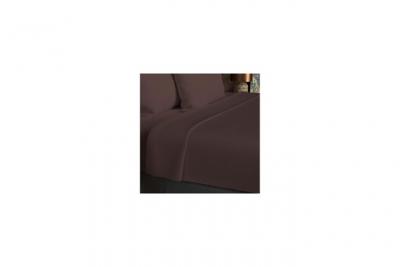 SOLEIL D OCRE Drap plat en coton 57 fils 240x290 cm uni brun, par soleil d'ocre