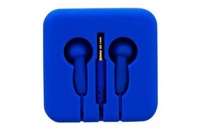 TNB  POCKET - &eacute;couteurs boutons avec &eacute;tui enrouleur en silicone - Bleu